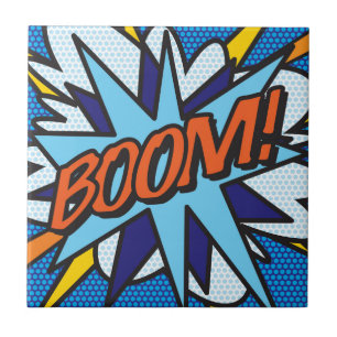 BOOM Fun Retro Comic Book Pop Art Ceramic Tile