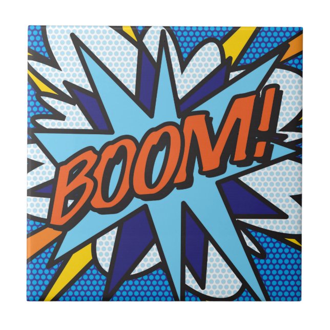 BOOM Fun Retro Comic Book Pop Art Ceramic Tile (Front)