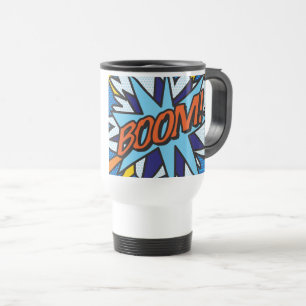 BOOM Funny Modern Comic Book Pop Art Travel Mug