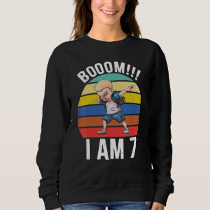 Boom I Am 7  Boy 7 Years Being Awesome 9th Birthda Sweatshirt