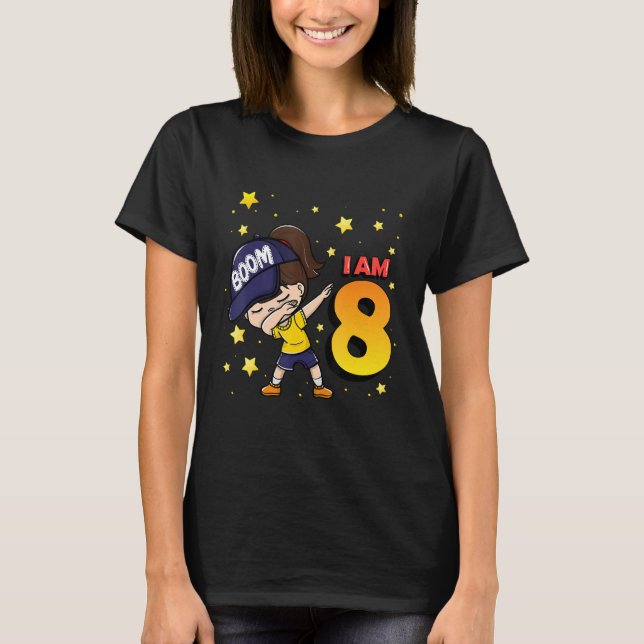Boom I'm 8 Girl Birthday 8th Birthday Party T-Shirt (Front)
