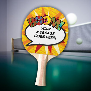 BOOM Personalised Speech Bubble Funny Cool Ping Pong Paddle