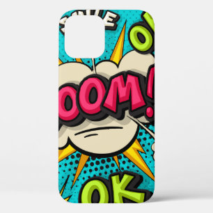 Boom pop art cloud bubble. Smile, wow, pow, cool,  iPhone 12 Case