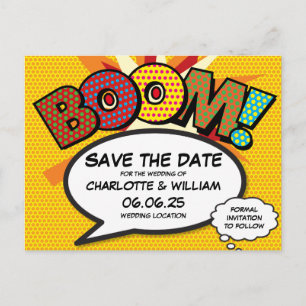 BOOM Save the Date Fun Modern Colourful Announcement Postcard