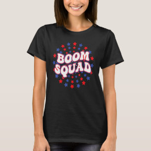 Boom Squad Groovy Retro  4th of July America Firew T-Shirt