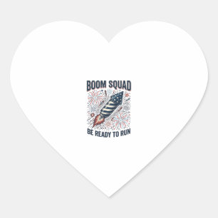 Boom Squad Patriotic Fireworks Vintage Shirt Desig Heart Sticker
