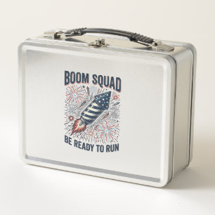 Boom Squad Patriotic Fireworks Vintage Shirt Desig Metal Lunch Box