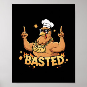 Boom Sted Funny Turkey Bbq Grilling Thanksgiving H Poster