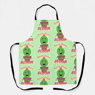 Boom Time To Bloom Cute Cactus Cartoon Pattern Apron
