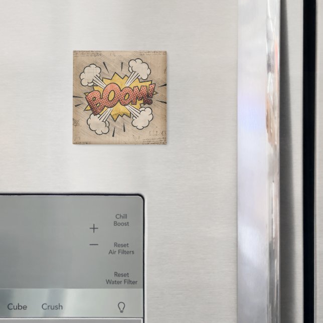 BOOM! Vintage Comic Book Steampunk Pop Art Magnet (In Situ (Fridge))