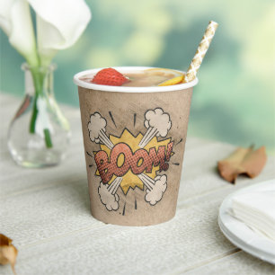 BOOM! Vintage Comic Book Steampunk Pop Art Paper Cups