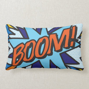 BOOM ZOOM Fun Retro Comic Book Pop Art Lumbar Cushion