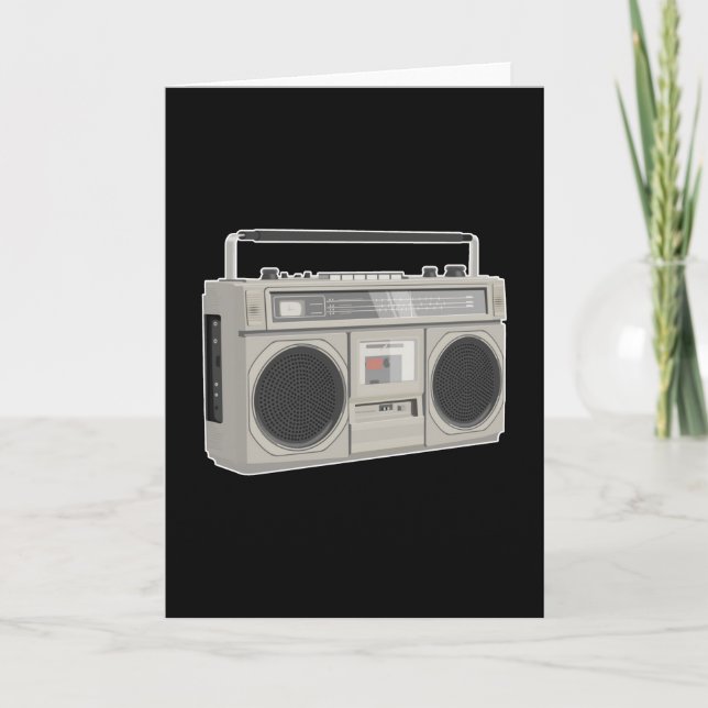 Boombox bass 80s retro music hip hop rap card (Front)