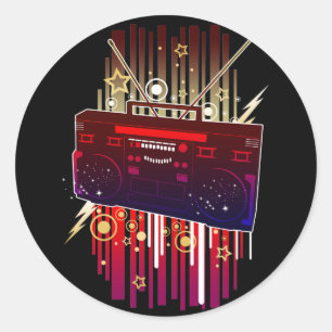 Boombox Blast Classic Round Sticker