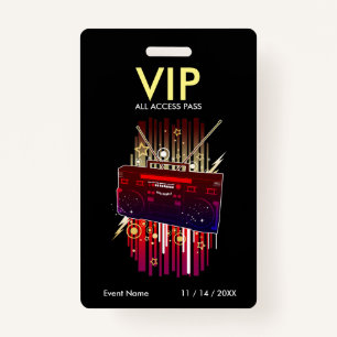 Boombox Blast VIP Access Pass ID Badge