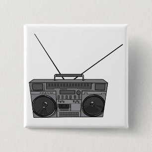 Boombox Ghetto Blaster Jambox Radio Cassette 15 Cm Square Badge