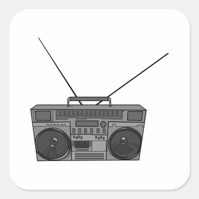 Boombox Ghetto Blaster Jambox Radio Cassette Square Sticker (Front)