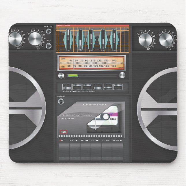 Boombox Ghetto Blaster Mouse Pad (Front)