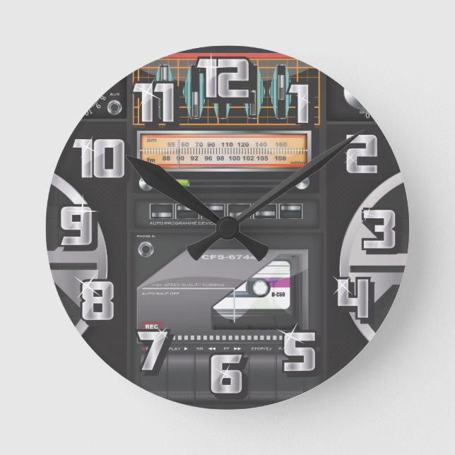 Boombox Ghetto Blaster Round Clock (Front)