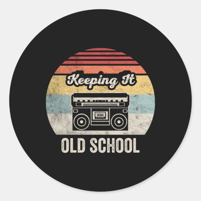 Boombox Keeg It Old School Boombox Classic Round Sticker (Front)