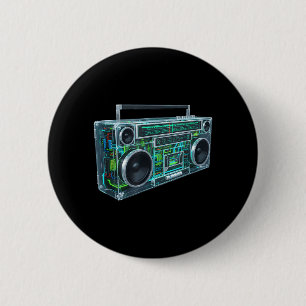 Boombox Old School Vintage Cassette Tape Retro 6 Cm Round Badge