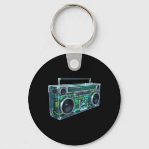 Boombox Old School Vintage Cassette Tape Retro Key Ring