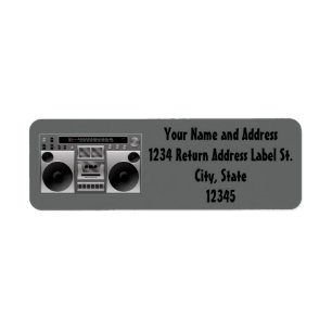 Boombox Radio Graphic Return Address Label