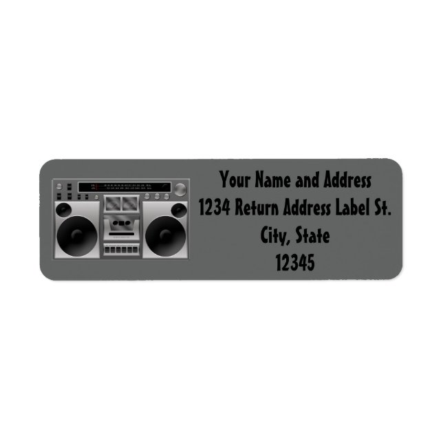 Boombox Radio Graphic Return Address Label (Front)