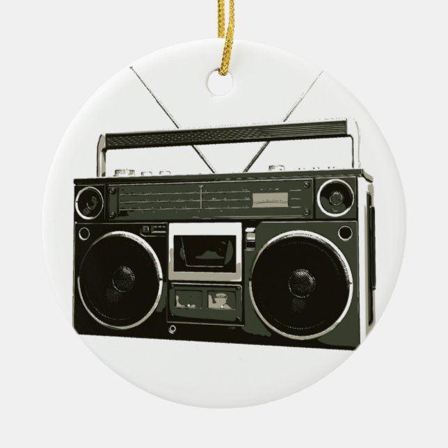 Boombox Stereo Radio Ceramic Tree Decoration (Front)
