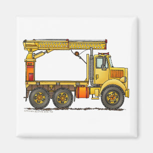 Boomed Flatbed Truck Construction Magnets
