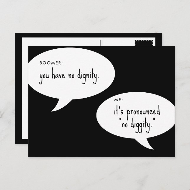 boomer no diggity joke postcard (Front/Back)