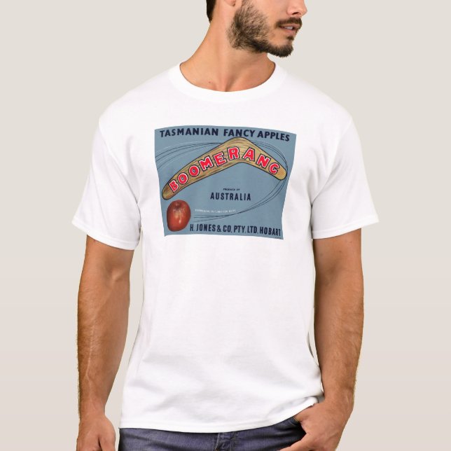 Boomerang Apples - Vintage Fruit Crate Label T-Shirt (Front)