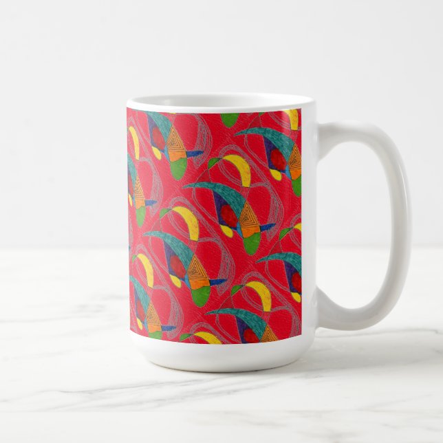 "Boomerangs on Red Tiled" Abstract Design Mug (Right)