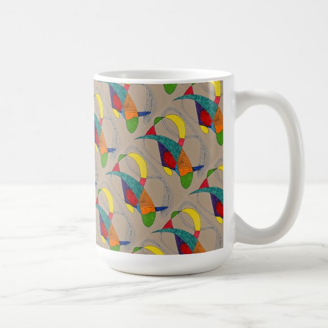 "Boomerangs on Tan Tiled" Abstract Design Mug (Right)