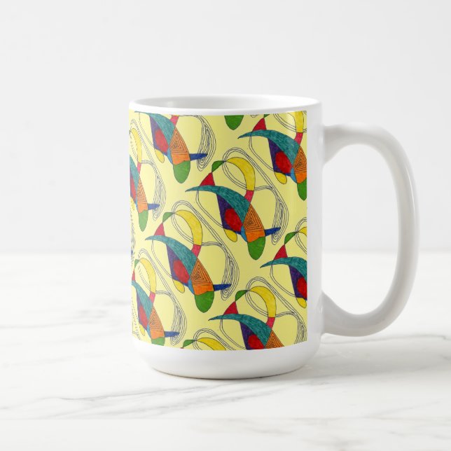 "Boomerangs on Yellow Tiled" Abstract Design Mug (Right)
