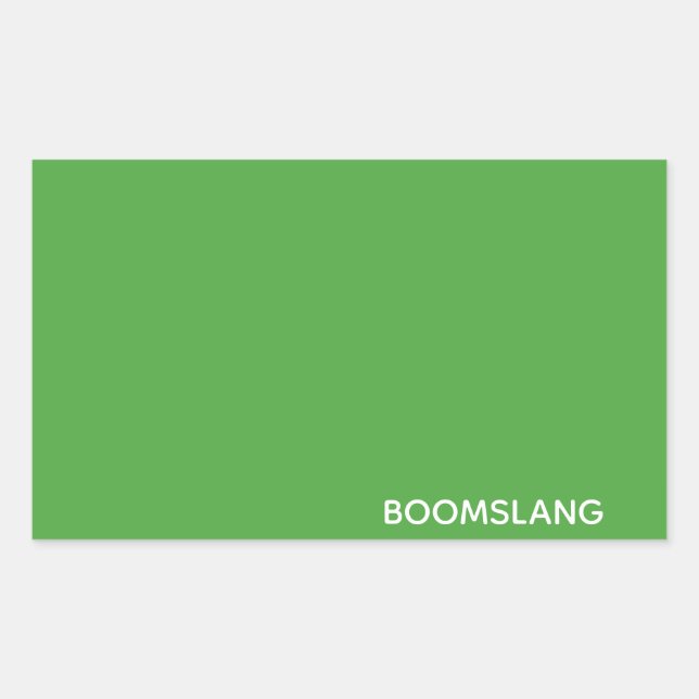 Boomslang green colour name rectangular sticker (Front)