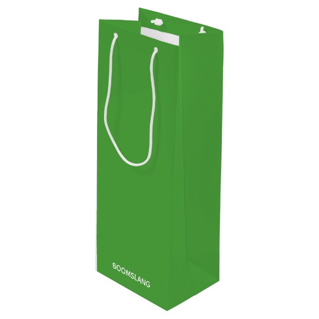 Boomslang green colour name wine gift bag (Front Angled)