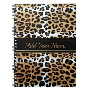 Boomy Custom Name Elegant Stylish Leopard Print  Notebook