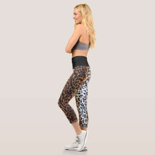 Boomy Cute Stylish Black Leopard Animal Print  Capri Leggings