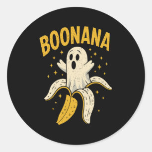 Boonana Cute Ghost Banana Ghost Food Halloween Cos Classic Round Sticker