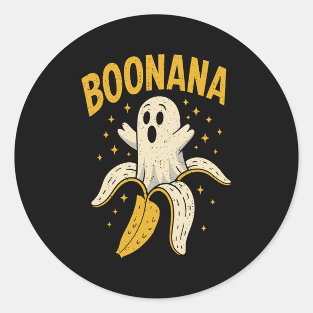 Boonana Cute Ghost Banana Ghost Food Halloween Cos Classic Round Sticker (Front)