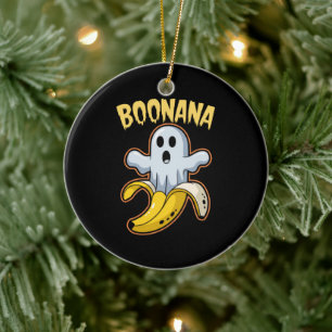 Boonana Cute Ghost Banana Halloween Ceramic Ornament