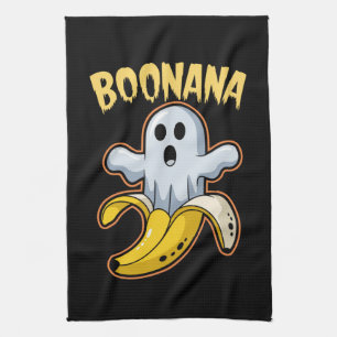 Boonana Cute Ghost Banana Halloween Tea Towel