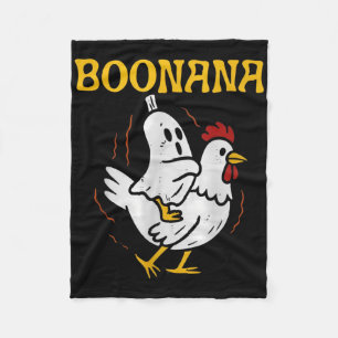 Boonana Riding Chicken Halloween Ghost Spooky Nana Fleece Blanket