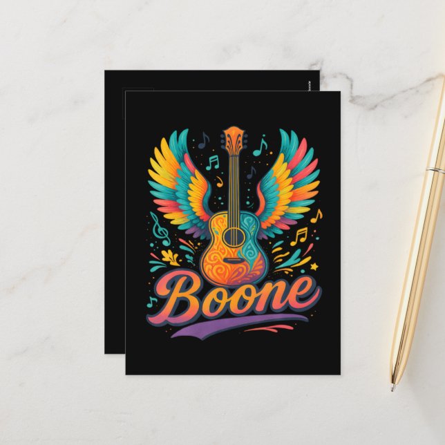 Boone Guitar Holiday Postcard (Front/Back In Situ)
