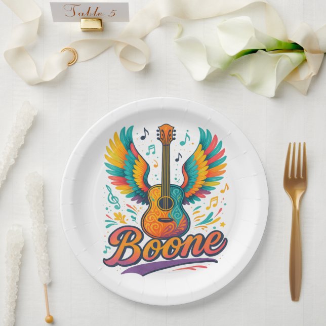 Boone Guitar Paper Plate (Wedding)