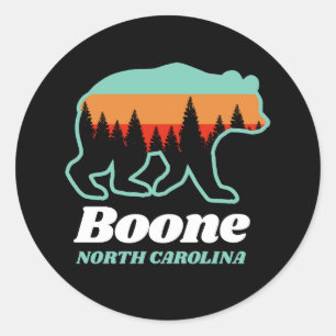 Boone North Carolina Mountains Bear Retro Classic Round Sticker