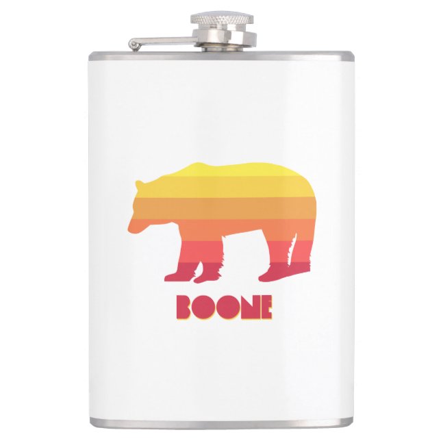Boone North Carolina Rainbow Bear Hip Flask (Front)