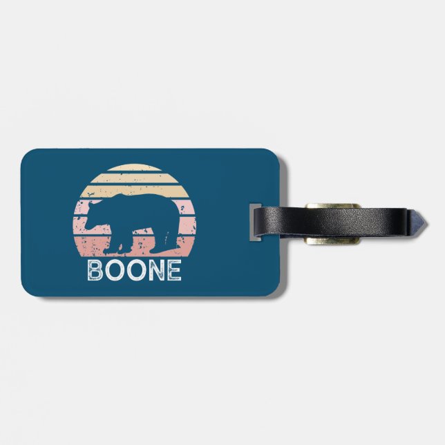 Boone North Carolina Retro Bear Luggage Tag (Back Horizontal)