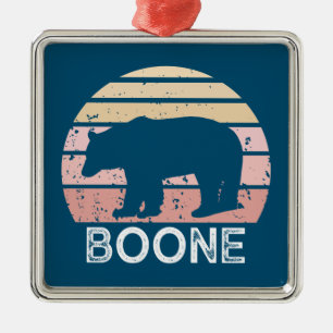 Boone North Carolina Retro Bear Metal Ornament